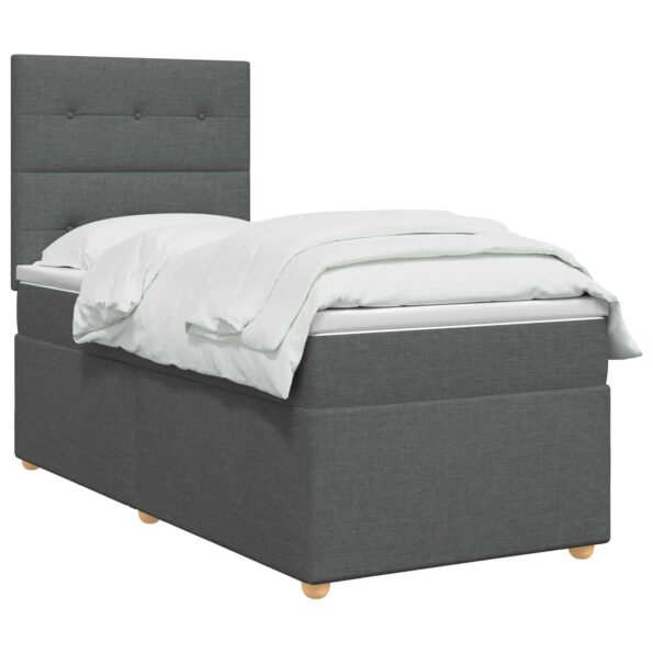 vidaXL LED boxspring posteľ s matracom Tmavosivá 100 x 200 cm Látka – Obrázok 3