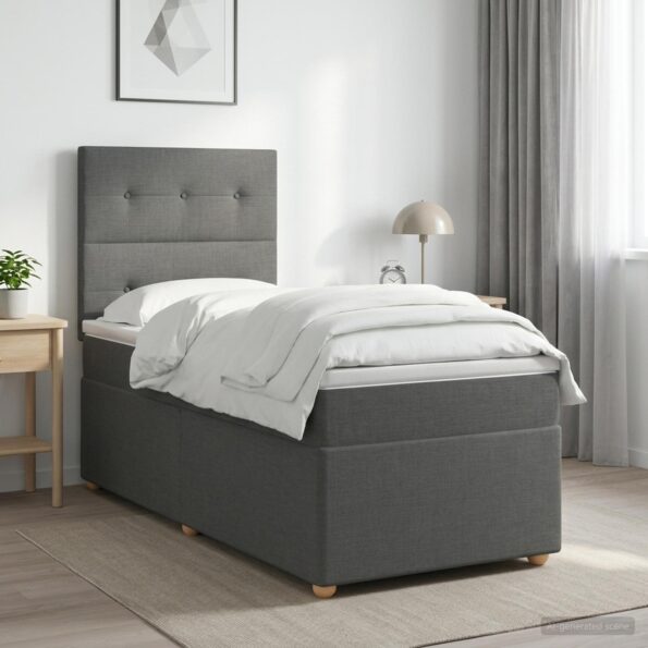 vidaXL LED boxspring posteľ s matracom Tmavosivá 100 x 200 cm Látka – Obrázok 4