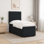 vidaXL LED boxspring posteľ s matracom Čierna 100 x 200 cm Látka