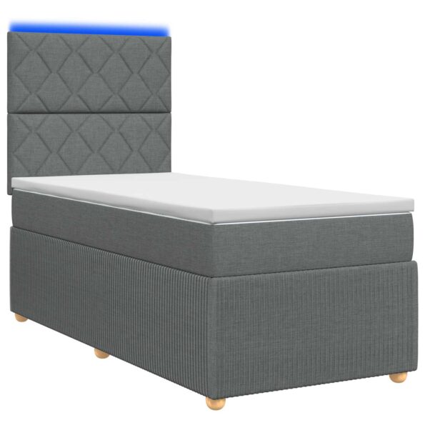 vidaXL LED boxspring posteľ s matracom Tmavosivá 100 x 200 cm Látka – Obrázok 2