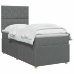 vidaXL LED boxspring posteľ s matracom Tmavosivá 100 x 200 cm Látka – Obrázok 3