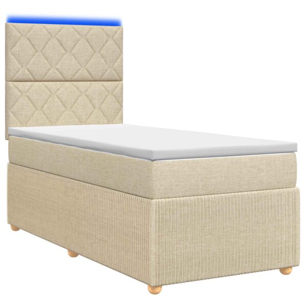 vidaXL LED boxspring posteľ s matracom Krémová 100 x 200 cm Látka – Obrázok 2