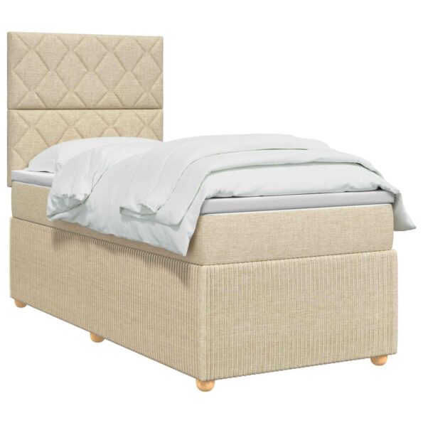 vidaXL LED boxspring posteľ s matracom Krémová 100 x 200 cm Látka – Obrázok 3