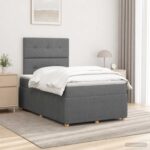 vidaXL LED boxspring posteľ s matracom Tmavosivá 120 x 190 cm Látka