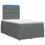 vidaXL LED boxspring posteľ s matracom Tmavosivá 120 x 190 cm Látka – Obrázok 2