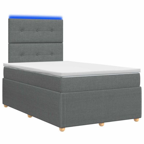 vidaXL LED boxspring posteľ s matracom Tmavosivá 120 x 190 cm Látka – Obrázok 2
