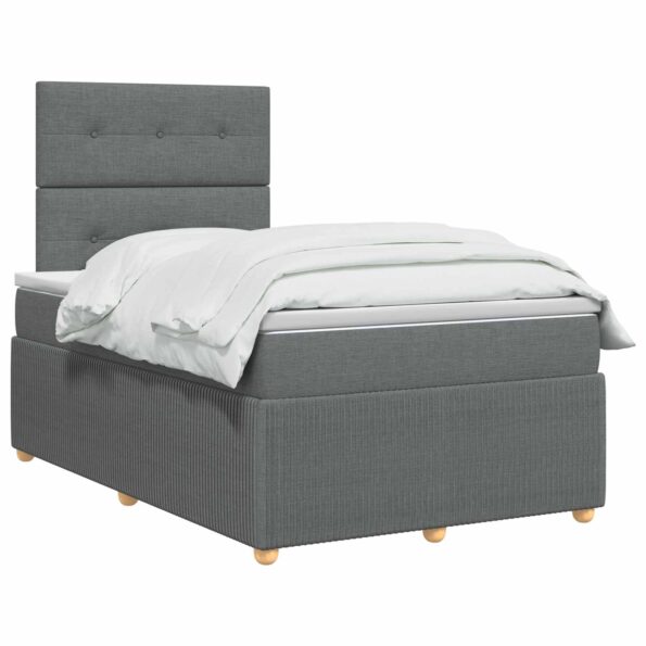 vidaXL LED boxspring posteľ s matracom Tmavosivá 120 x 190 cm Látka – Obrázok 3