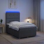 vidaXL LED boxspring posteľ s matracom Tmavosivá 120 x 190 cm Látka – Obrázok 4
