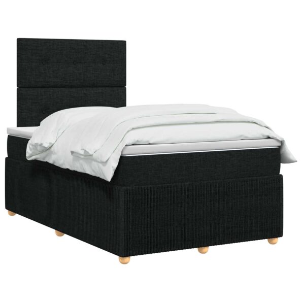 vidaXL LED boxspring posteľ s matracom Čierna 120 x 190 cm Látka – Obrázok 3
