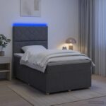 vidaXL LED boxspring posteľ s matracom Tmavosivá 120 x 190 cm Látka