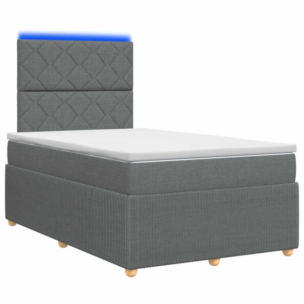vidaXL LED boxspring posteľ s matracom Tmavosivá 120 x 190 cm Látka – Obrázok 2