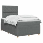 vidaXL LED boxspring posteľ s matracom Tmavosivá 120 x 190 cm Látka – Obrázok 3