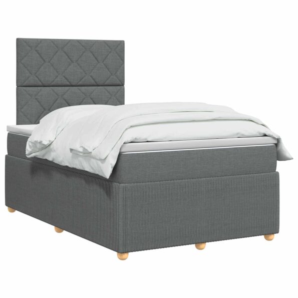 vidaXL LED boxspring posteľ s matracom Tmavosivá 120 x 190 cm Látka – Obrázok 3