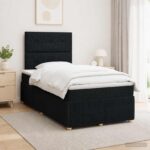 vidaXL LED boxspring posteľ s matracom Čierna 120 x 200 cm Látka
