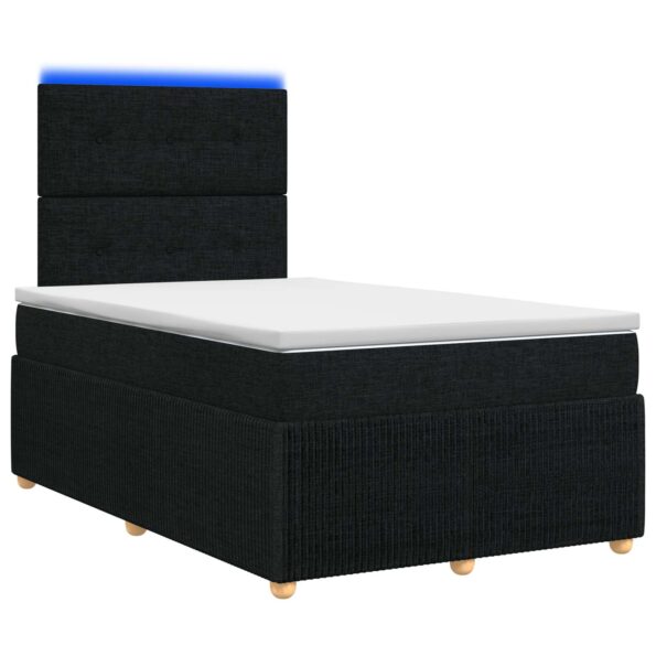vidaXL LED boxspring posteľ s matracom Čierna 120 x 200 cm Látka – Obrázok 2