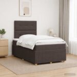 vidaXL LED boxspring posteľ s matracom Tmavohnedá 120 x 200 cm Látka