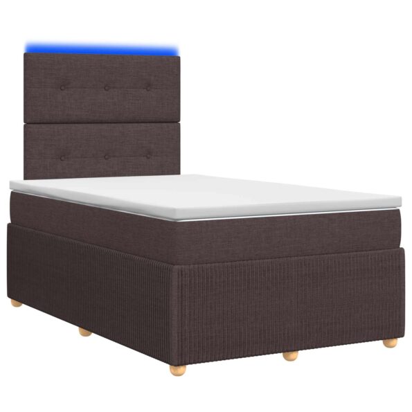 vidaXL LED boxspring posteľ s matracom Tmavohnedá 120 x 200 cm Látka – Obrázok 2