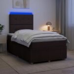 vidaXL LED boxspring posteľ s matracom Tmavohnedá 120 x 200 cm Látka – Obrázok 4