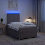 vidaXL LED boxspring posteľ s matracom Sivohnedá 120 x 200 cm Látka