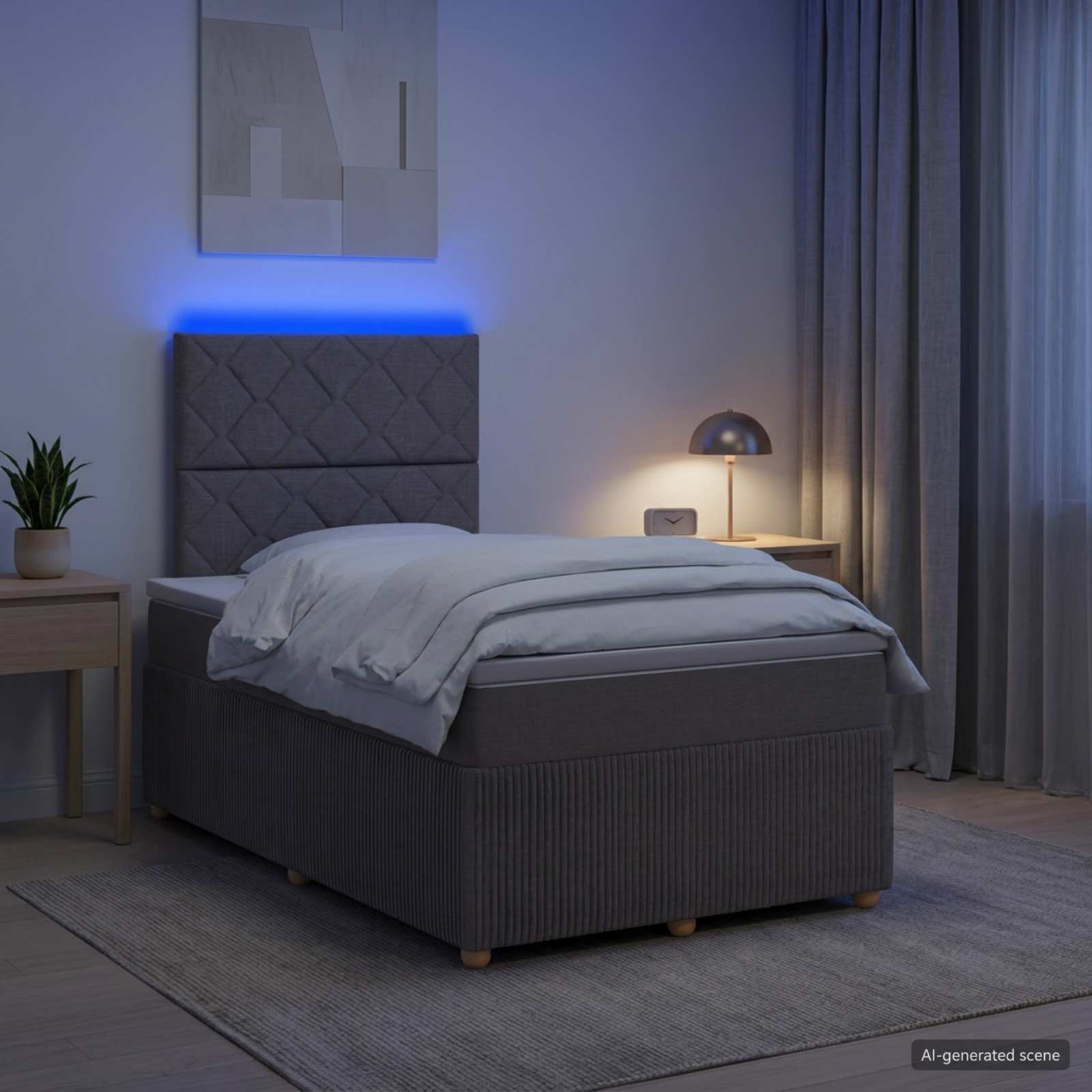 3455843_1.jpg vidaXL LED boxspring posteľ s matracom Sivohnedá 120 x 200 cm Látka – Obrázok 1