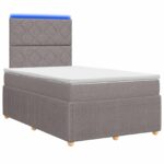vidaXL LED boxspring posteľ s matracom Sivohnedá 120 x 200 cm Látka – Obrázok 2