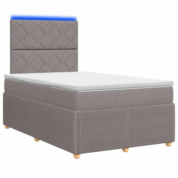 vidaXL LED boxspring posteľ s matracom Sivohnedá 120 x 200 cm Látka – Obrázok 2