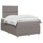vidaXL LED boxspring posteľ s matracom Sivohnedá 120 x 200 cm Látka – Obrázok 3
