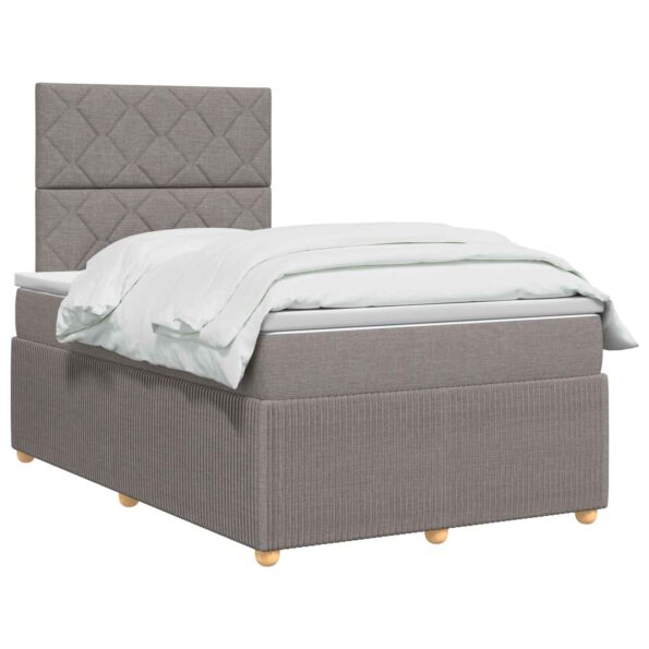 vidaXL LED boxspring posteľ s matracom Sivohnedá 120 x 200 cm Látka – Obrázok 3