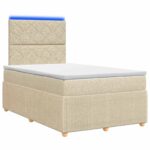 vidaXL LED boxspring posteľ s matracom Krémová 120 x 200 cm Látka – Obrázok 2