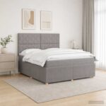 vidaXL LED boxspring posteľ s matracom Sivohnedá 140 x 190 cm Látka