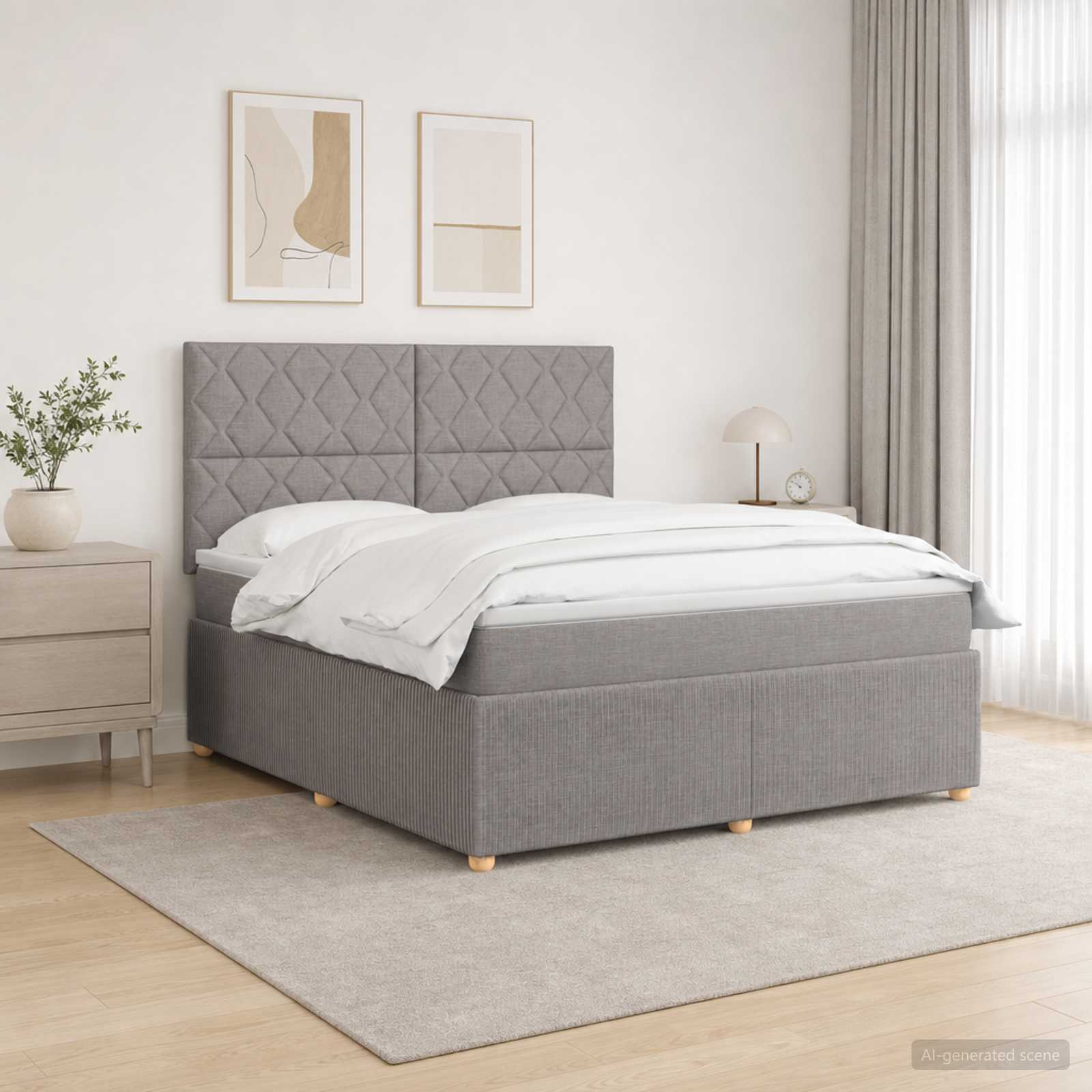 3455864_1.jpg vidaXL LED boxspring posteľ s matracom Sivohnedá 140 x 190 cm Látka – Obrázok 1