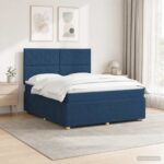 vidaXL LED boxspring posteľ s matracom Modrá 140 x 190 cm Látka