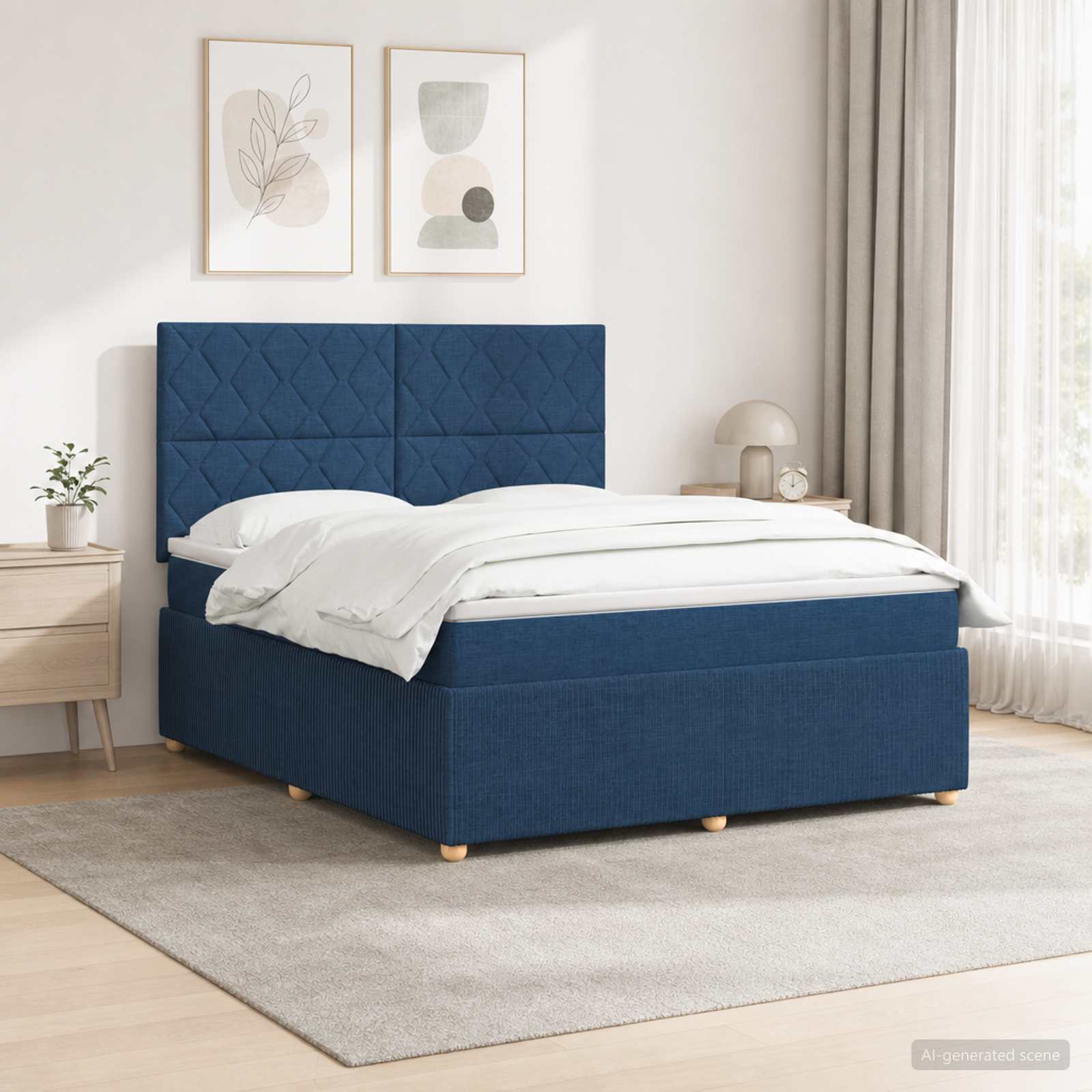 3455866_1.jpg vidaXL LED boxspring posteľ s matracom Modrá 140 x 190 cm Látka – Obrázok 1