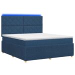 vidaXL LED boxspring posteľ s matracom Modrá 140 x 190 cm Látka – Obrázok 2