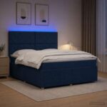 vidaXL LED boxspring posteľ s matracom Modrá 140 x 190 cm Látka – Obrázok 4