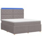 vidaXL LED boxspring posteľ s matracom Sivohnedá 160 x 200 cm Látka – Obrázok 2