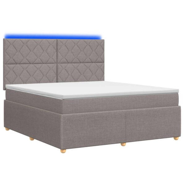 vidaXL LED boxspring posteľ s matracom Sivohnedá 160 x 200 cm Látka – Obrázok 2