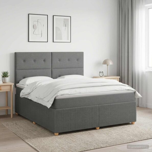 vidaXL LED boxspring posteľ s matracom Tmavosivá 180 x 200 cm Látka – Obrázok 4