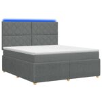 vidaXL LED boxspring posteľ s matracom Tmavosivá 180 x 200 cm Látka – Obrázok 2
