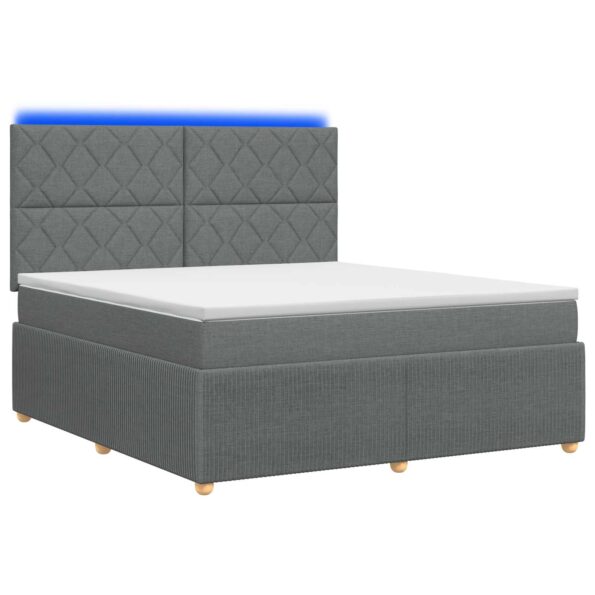 vidaXL LED boxspring posteľ s matracom Tmavosivá 180 x 200 cm Látka – Obrázok 2