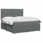 vidaXL LED boxspring posteľ s matracom Tmavosivá 180 x 200 cm Látka – Obrázok 3