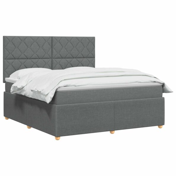 vidaXL LED boxspring posteľ s matracom Tmavosivá 180 x 200 cm Látka – Obrázok 3