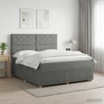 vidaXL LED boxspring posteľ s matracom Tmavosivá 180 x 200 cm Látka – Obrázok 4