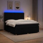vidaXL LED boxspring posteľ s matracom Čierna 180 x 200 cm Látka