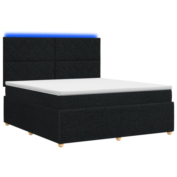 vidaXL LED boxspring posteľ s matracom Čierna 180 x 200 cm Látka – Obrázok 2