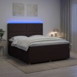 vidaXL LED boxspring posteľ s matracom Tmavohnedá 180 x 200 cm Látka