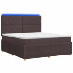 vidaXL LED boxspring posteľ s matracom Tmavohnedá 180 x 200 cm Látka – Obrázok 2