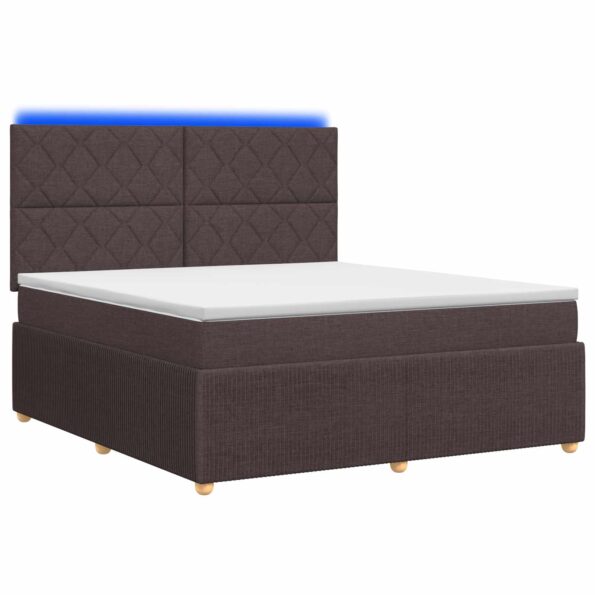 vidaXL LED boxspring posteľ s matracom Tmavohnedá 180 x 200 cm Látka – Obrázok 2