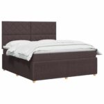 vidaXL LED boxspring posteľ s matracom Tmavohnedá 180 x 200 cm Látka – Obrázok 3
