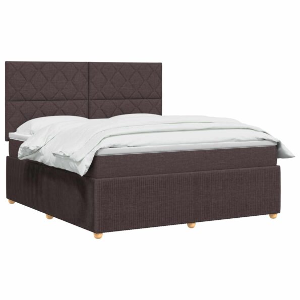 vidaXL LED boxspring posteľ s matracom Tmavohnedá 180 x 200 cm Látka – Obrázok 3